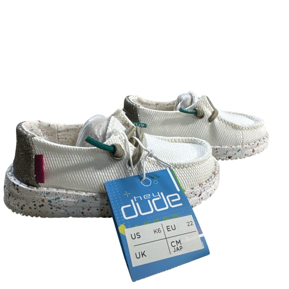 Hey Dude Wendy Toddler Disco White Slip-On Shoes Size K6 / EU 22 or K8 EU 25 - Picture 4 of 10